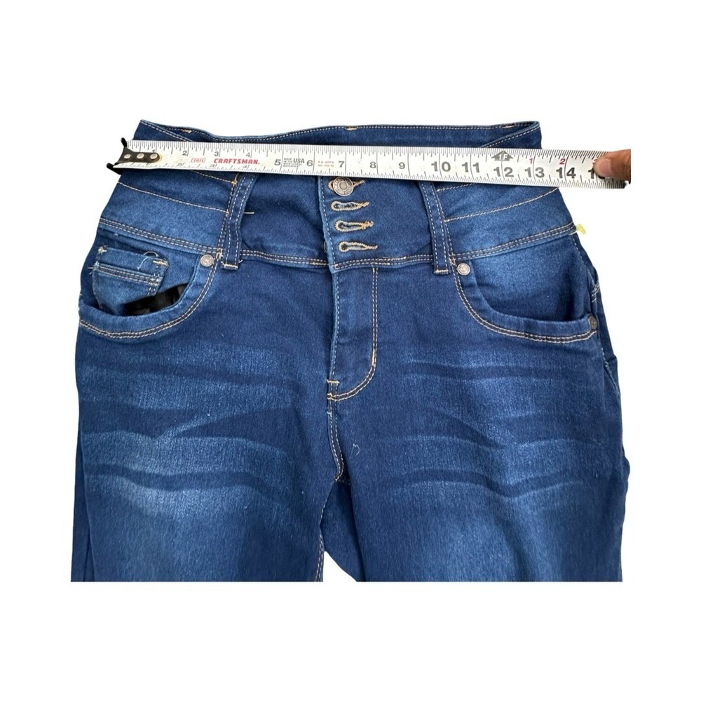 Bamboo Jeans Womens 9 Blue High Rise Multi Button Flare Bell Bottom Denim Pants - Picture 6 of 14